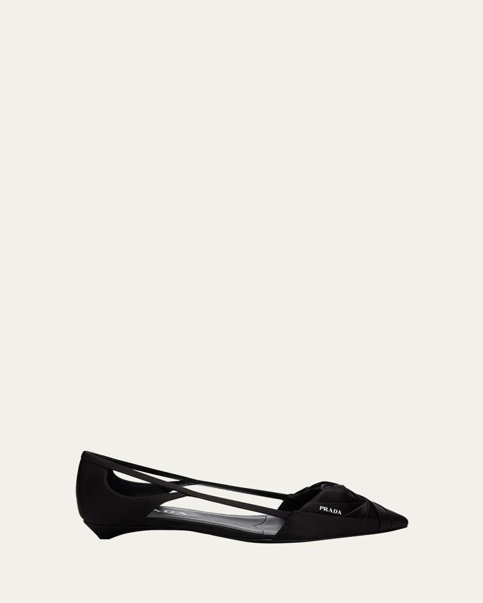 Satin Rose Cutout Ballerina Flats